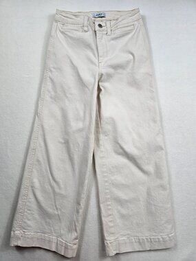 Oat New York Size 26 High Waisted Wide-Leg Cream Denim Jeans Pants